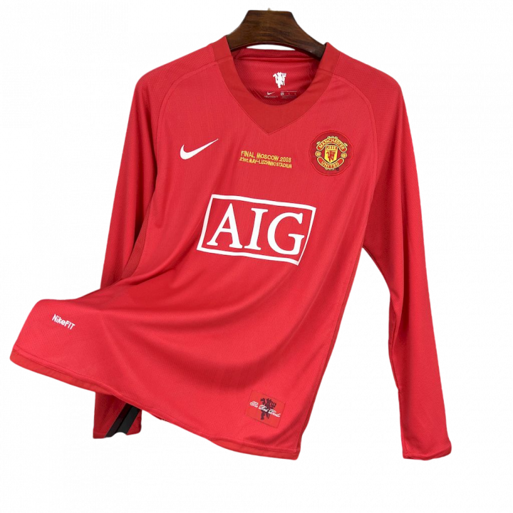 Manchester United 2007/08 Home Long Sleeves Retro Jersey